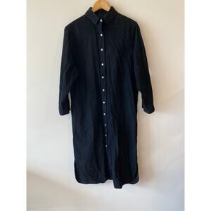 J. Crew Outfitters Oarsman Dress Women Black Corduroy Maxi Vintage Size 14